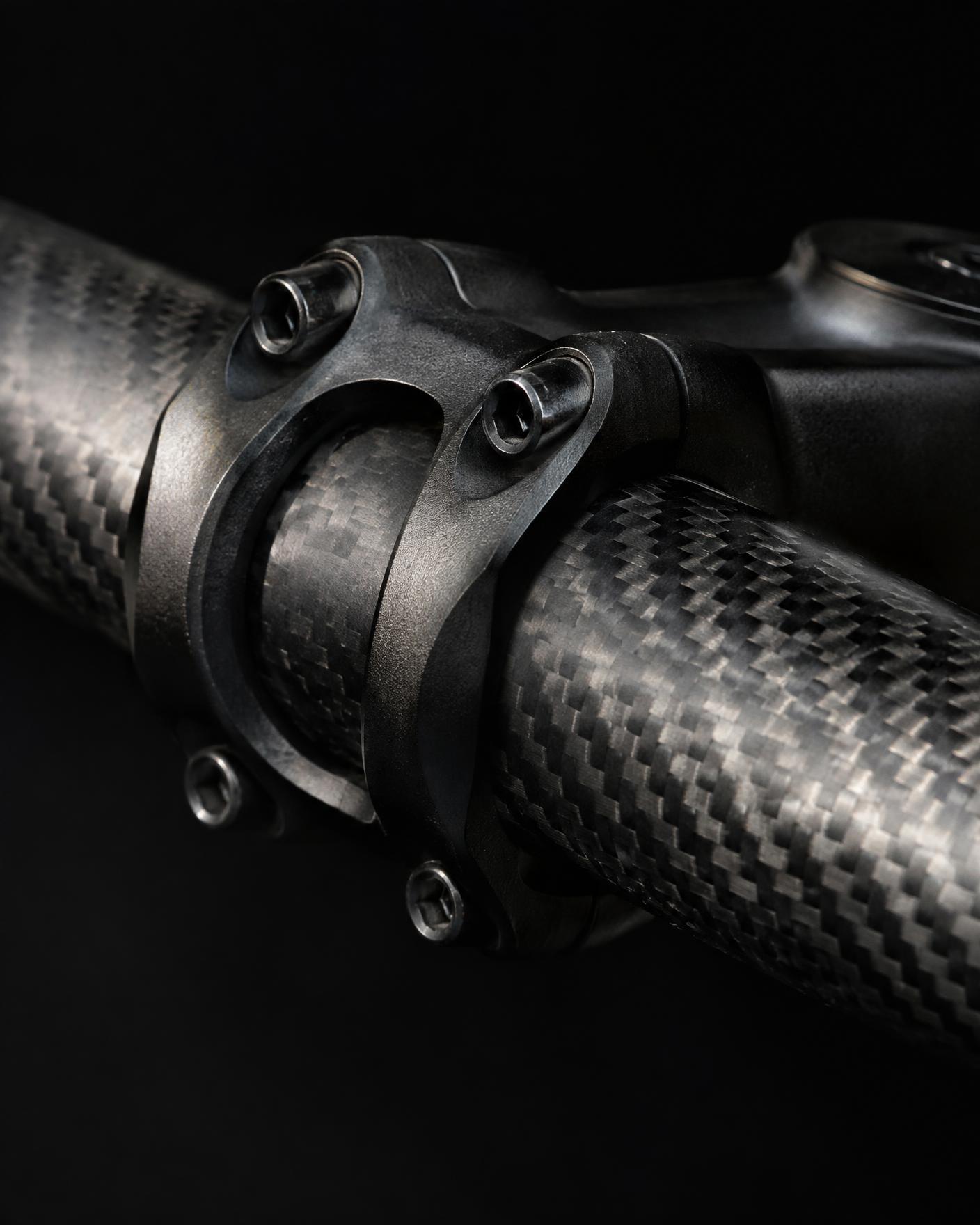Macro detail of a texalium carbon fiber handlebar